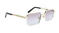 Unisex Small Rectangular Sunglasses. Golden Frame