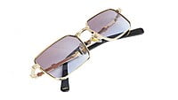 Unisex Small Rectangular Sunglasses. Golden Frame