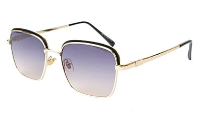Unisex Small Square Sunglasses. Black & Golden Metal Frame