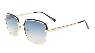 Unisex Small Square Sunglasses. Golden& Black Metal Frame