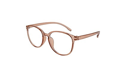 Soigné Unisex Large Round Spectacle Frame. See Through Brown