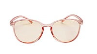 Soigné Female Round Large Spectacle Frame. See Through Pink