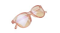 Soigné Female Round Large Spectacle Frame. See Through Pink