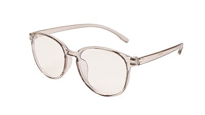 Soigné Unisex Large Round Spectacle Frame. See Through Grey