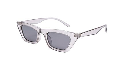 Soigné Female Large CatEye Sunglasses. See Through Grey
