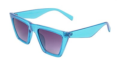 Soigné Female Medium Square Sunglasses.See Through Blue