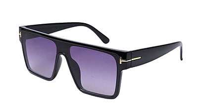 Soigné Boys & Men Oversized Square Sunglasses. Glossy Black