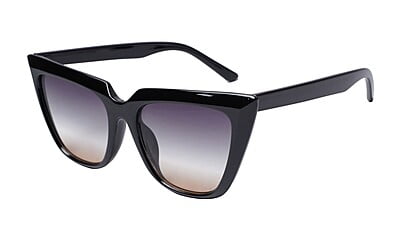 Soigné Female Oversized Cat Eye Sunglasses. Gloss Black