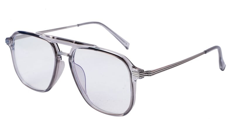 Soigné Unisex Large Aviator Spectacle Frame. See Through Grey