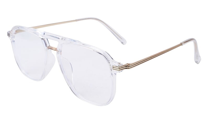Soigné Unisex Large Aviator Spectacle Frame.Transparent&Gold Soigné Unisex Large Aviator Spectacle Frame.Transparent&Gold
