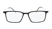 Unisex Large Rectangular Spectacle Frame. Black & Transparent Rim