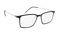 Unisex Large Rectangular Spectacle Frame. Black & Transparent Rim