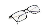 Unisex Large Rectangular Spectacle Frame. Black & Transparent Rim