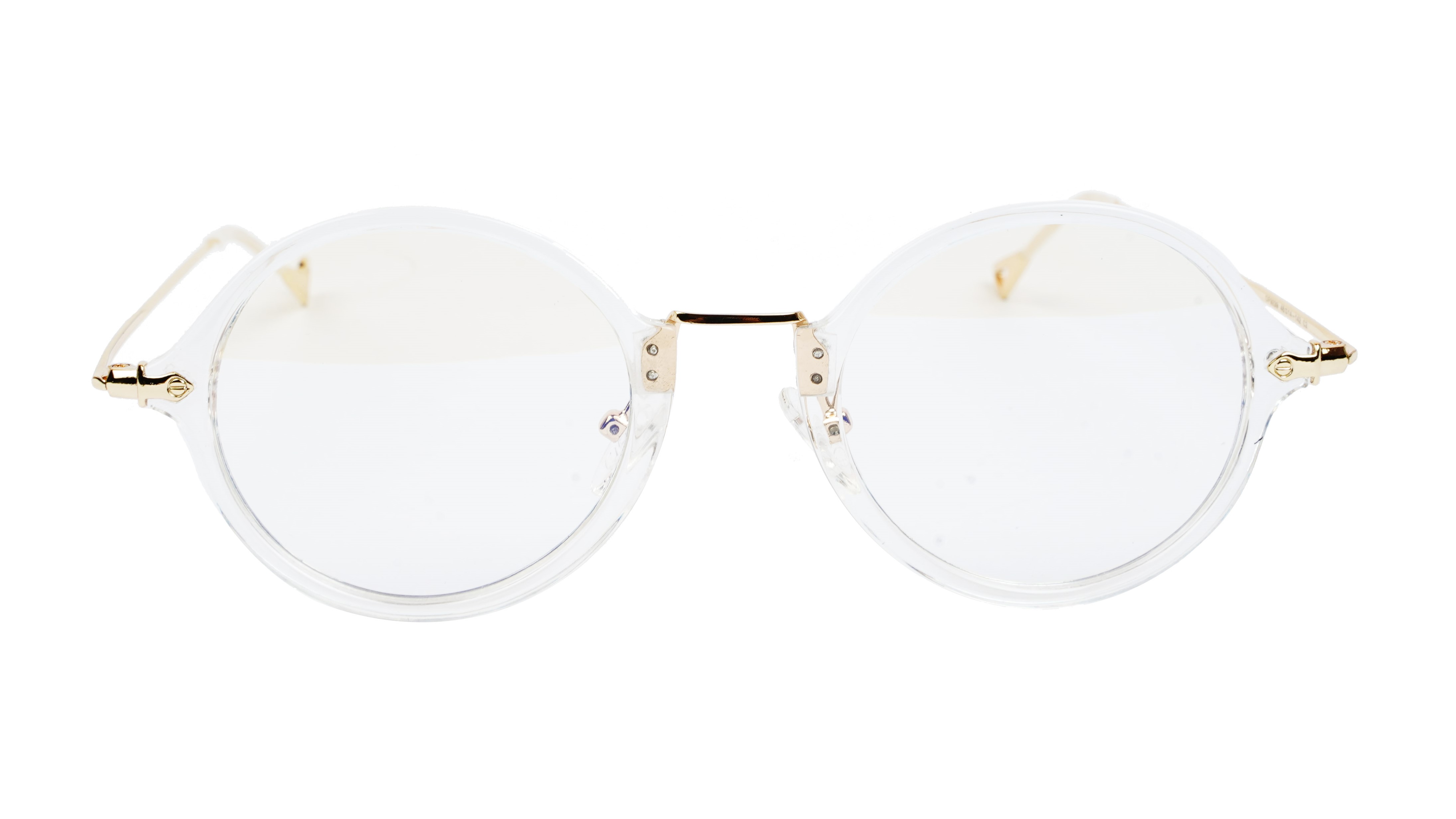 Unisex Medium Full Rim Round Spectacle Frame. Transparent & Golden Unisex Medium Full Rim Round Spectacle Frame. Transparent & Golden