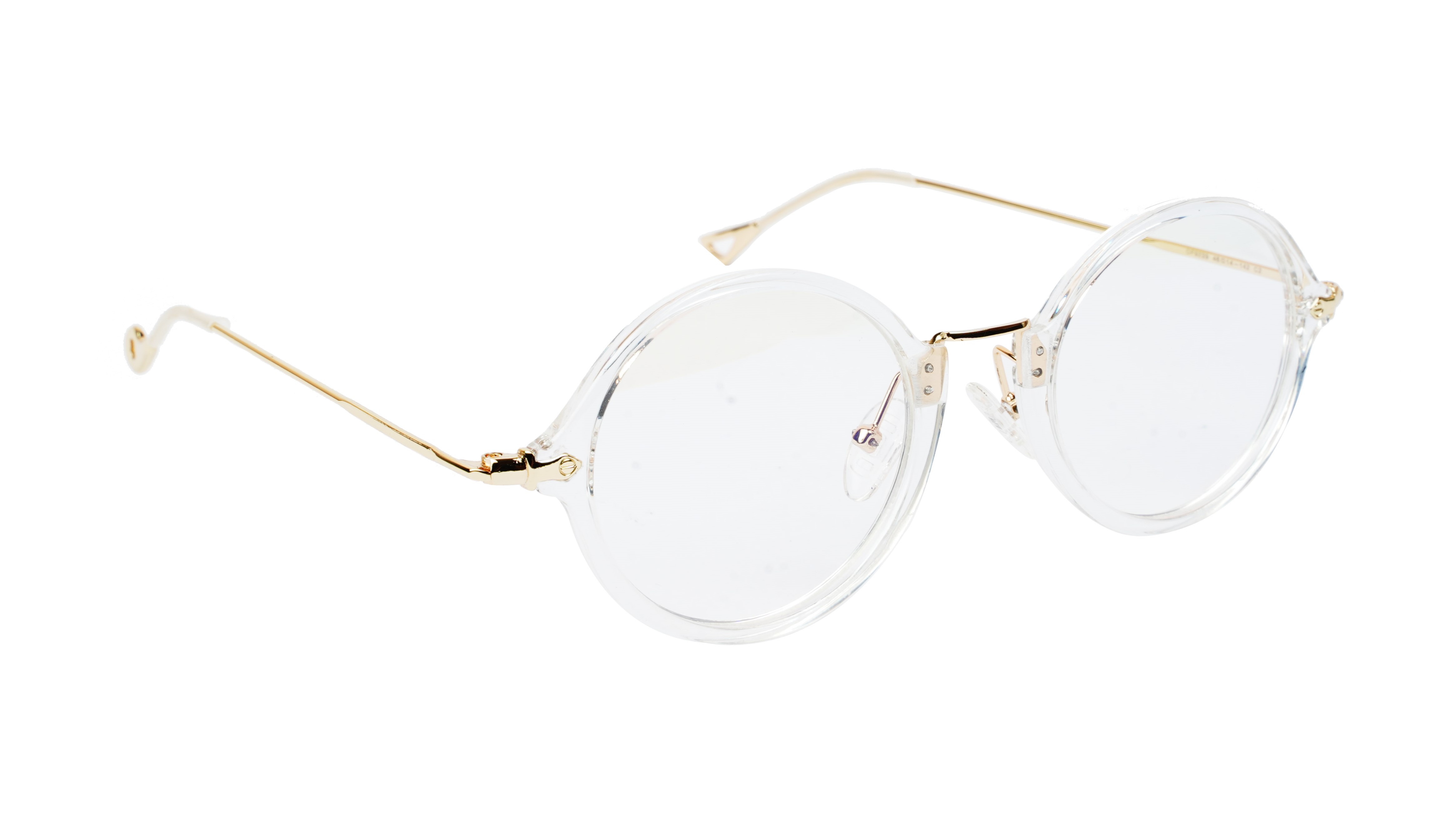 Unisex Medium Full Rim Round Spectacle Frame. Transparent & Golden Unisex Medium Full Rim Round Spectacle Frame. Transparent & Golden