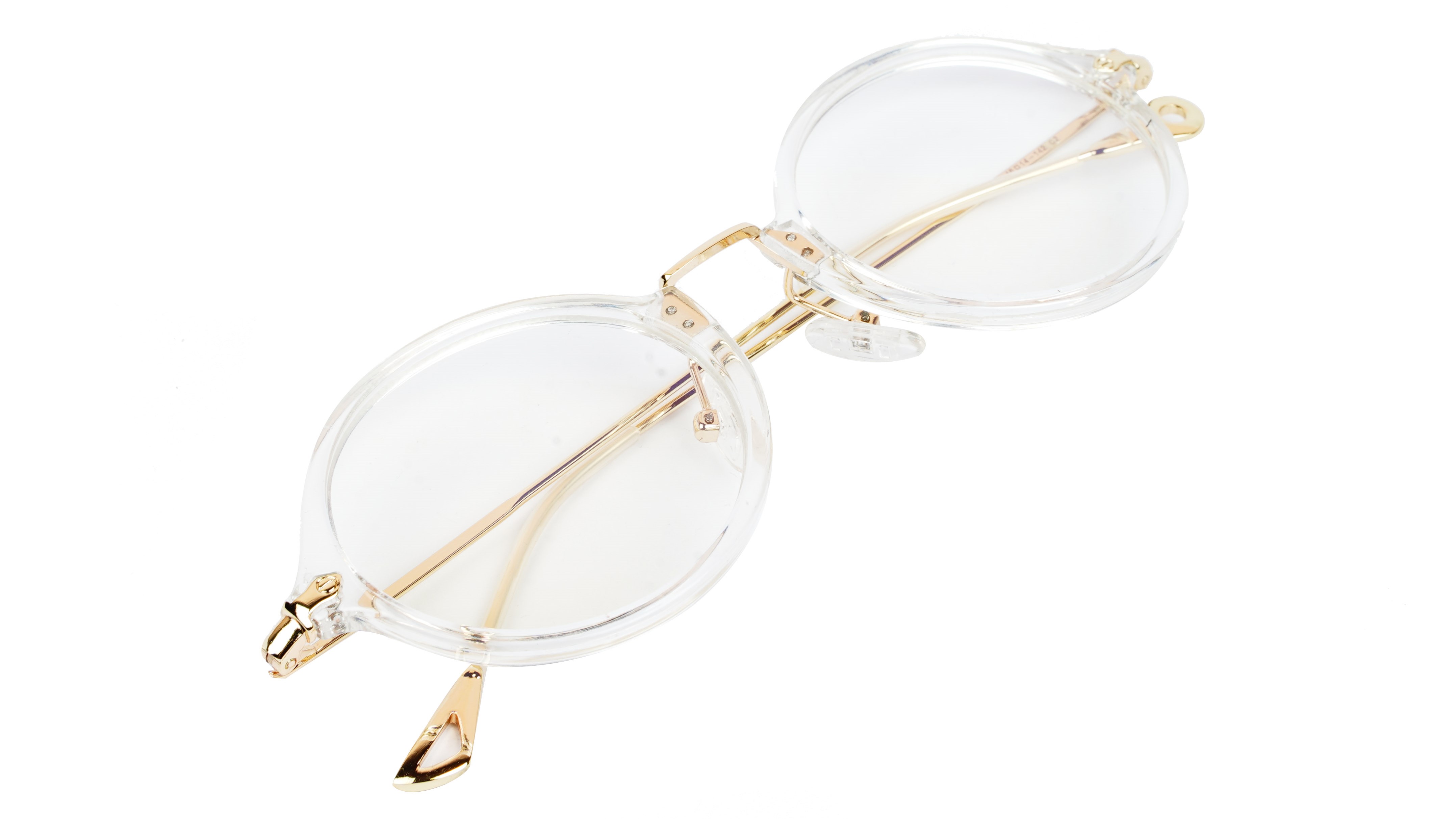 Unisex Medium Full Rim Round Spectacle Frame. Transparent & Golden Unisex Medium Full Rim Round Spectacle Frame. Transparent & Golden