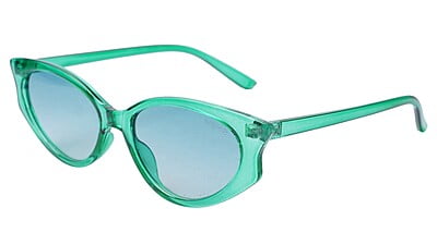 Soigné Female Large Cateye Sunglasses.See Through Green Frame