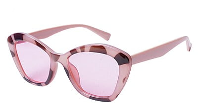 Soigné Female Oversized Cat Eye Sunglasses.Pink&Brown Rim