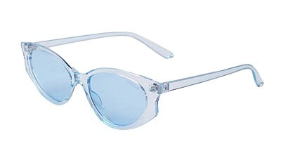 Soigné Female Large Cateye Sunglasses.See Through Blue Frame