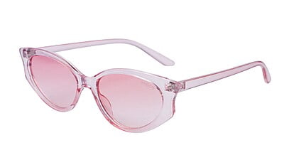Soigné Female Large Cateye Sunglasses.See Through Pink Frame