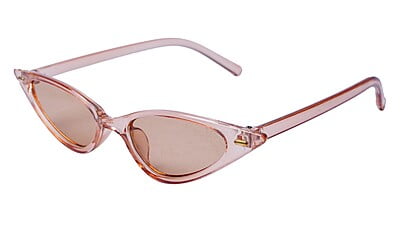 Soigné Female Small Cat Eye Sunglasses.See Through Brown Frame