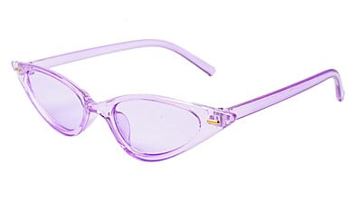 Soigné Female Small Cat Eye Sunglasses.See Through Purple Frame