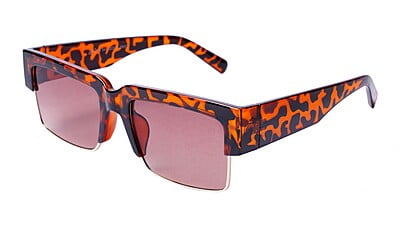 Soigné Female Large Half Rim Rectangular Sunglasses.Leopard Print