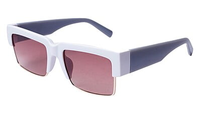 Soigné Female Large Half Rim Rectangular Sunglasses.White Rim