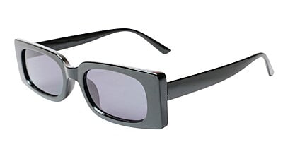 Soigné Female Large Rectangular Sunglasses. Black Frame