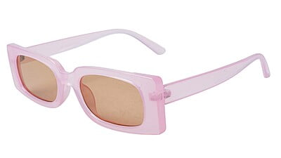 Soigné Female Large Rectangular Sunglasses.See Through Pink