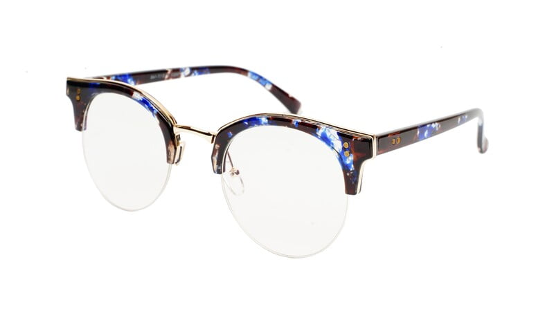 Unisex Large Half Rim Round Spectacle. Multi Color Frame Unisex Large Half Rim Round Spectacle. Multi Color Frame