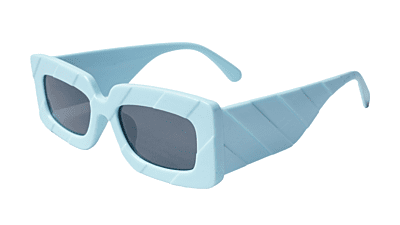 Soigné Female Large Rectangular Sunglasses.Blue Frame
