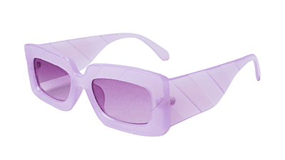 Soigné Female Large Rectangular Sunglasses.See Through Light Pink Color