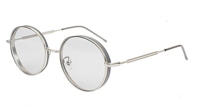Unisex Medium Round Sunglasses. Silver Metal Frame.
