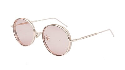 Female Medium Round Sunglasses. Golden Metal Frame