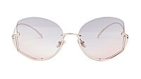 Female Half Rim Oversized Sunglasses. See Through Grey & Pink Lens