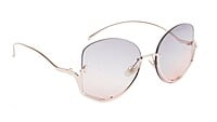 Female Half Rim Oversized Sunglasses. See Through Grey & Pink Lens