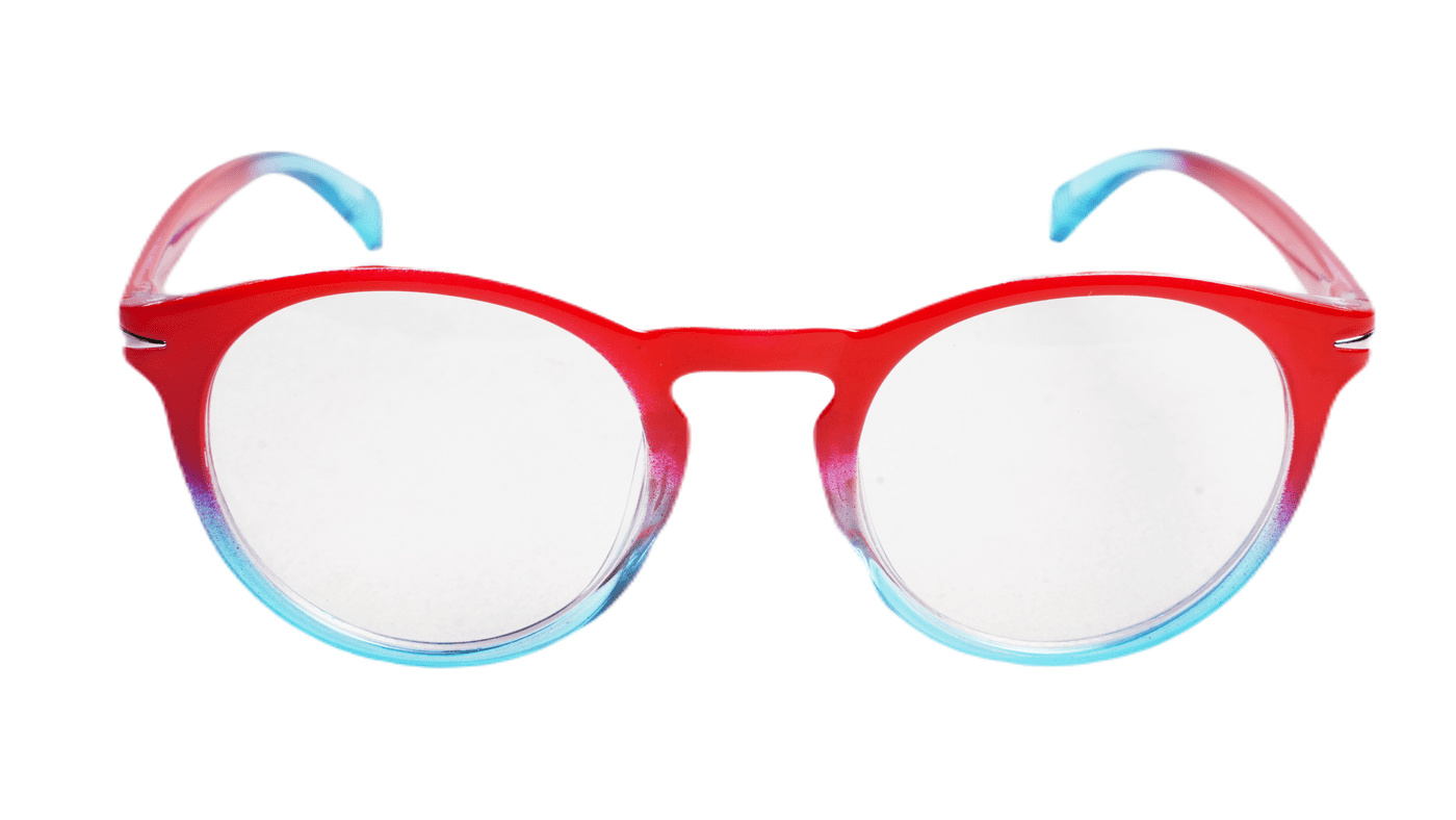 Soigné Unisex Large Round Spectacle Frame.Red&Blue Soigné Unisex Large Round Spectacle Frame.Red&Blue