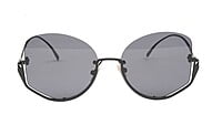Female Half Rim Oversized Sunglasses. See Through Black Lens