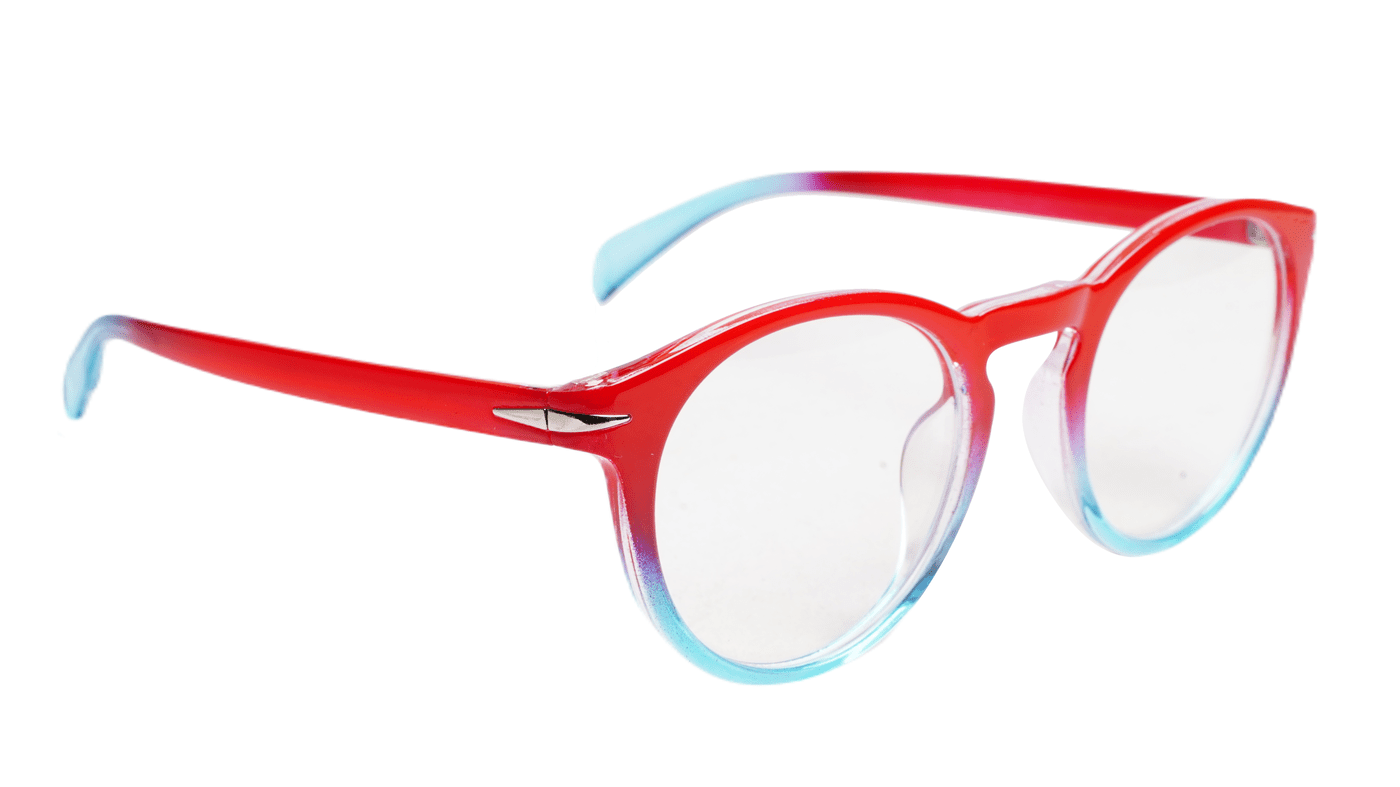 Soigné Unisex Large Round Spectacle Frame.Red&Blue Soigné Unisex Large Round Spectacle Frame.Red&Blue