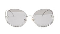 Female Half Rim Oversized Sunglasses. See Through Grey Lens