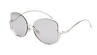 Female Half Rim Oversized Sunglasses. See Through Grey Lens