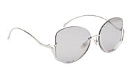 Female Half Rim Oversized Sunglasses. See Through Grey Lens