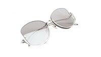 Female Half Rim Oversized Sunglasses. See Through Grey Lens