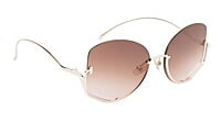 .Female Half Rim Oversized Sunglasses. See Through Brown & Pink Lens