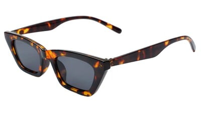 Female Large Cat Eye Sunglasses. Tortoise Print Frame. See Through Grey Color Lens.