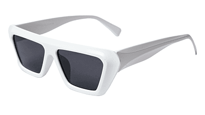 Soigné Female Large Rectangular Sunglasses.White