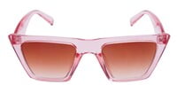Female Square Sunglasses. See Through Pink Color Frame. Gradient Brown Color Lens.