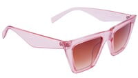 Female Square Sunglasses. See Through Pink Color Frame. Gradient Brown Color Lens.