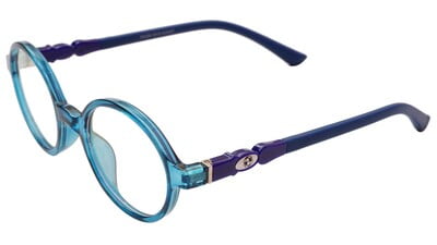 Round Spectacle Frame For Baby Boys. See Through Dark Blue Color Frame. AGE-(3-8Years).